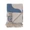 Hello Honey® Blue & Beige Abstract Design Printed Woven Reclaimed Cotton Blend Throw Sheet with Fringe
